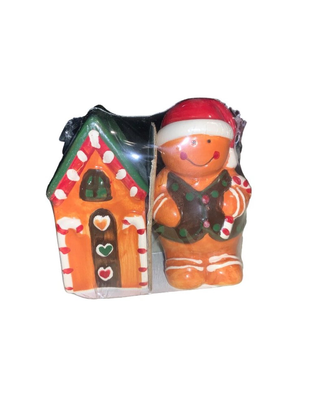 Gingerbread House & Man Ceramic Salt & Pepper Shaker Set